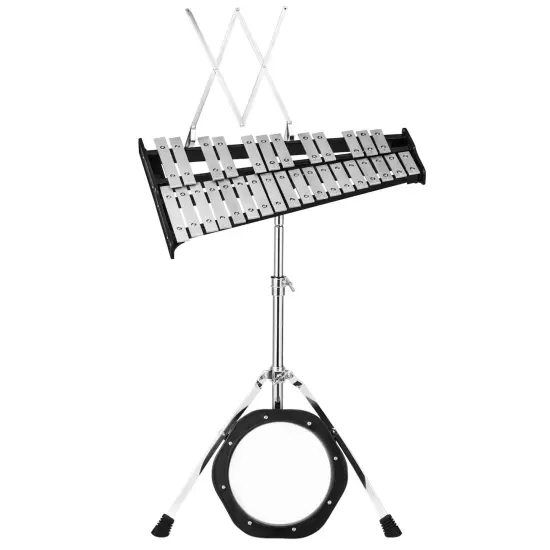 Adjustable Aluminum Percussion Glockenspiel Set with Stand, Mallets and Practice Pad {1}