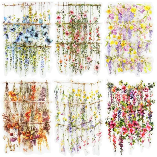 60PCS Hanging Floral PET Stickers Set {1}