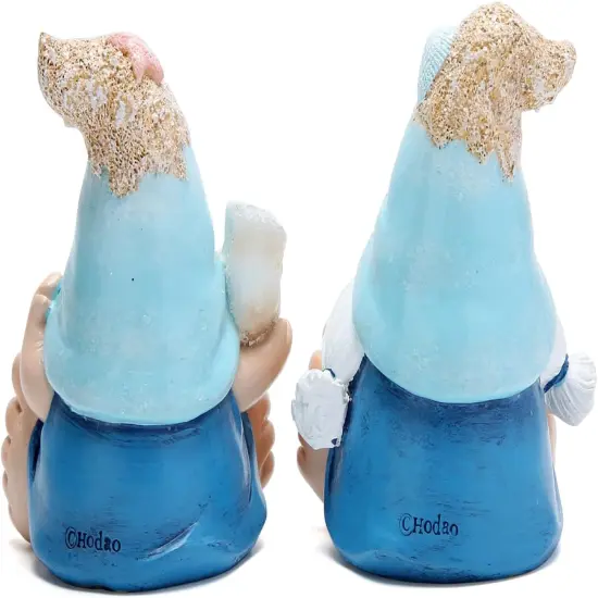 Summer Garden Gnomes Decorations 2pcs Beach Ocean Topics Figurines Conch Beach Castle Cute Bigfoot Gnome Nisse Scandinavian Dwarf Elf Indoor Home Decor {5}