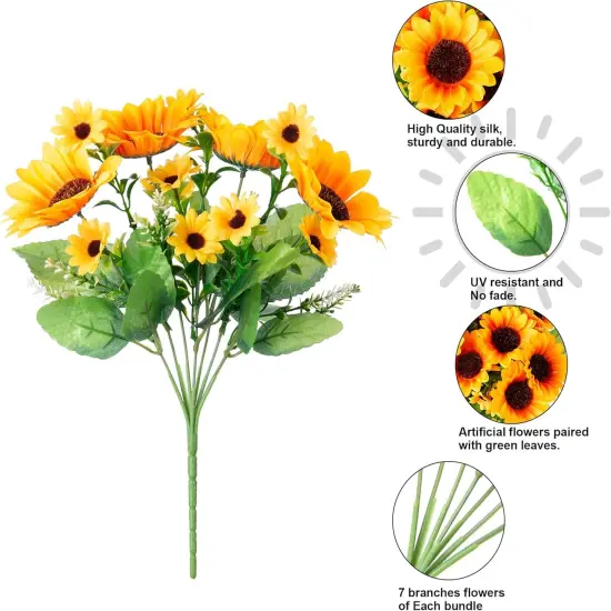 10 Bunches Artificial Summer Sunflowers {5}