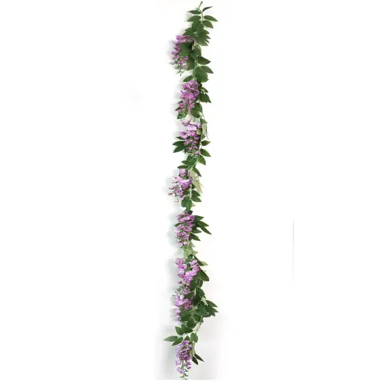 6' Artificial Wisteria Garland Lavender &ndash; Lush Hanging Vine for Wedding, Party & Home D&eacute;cor - 2 Pieces {1}