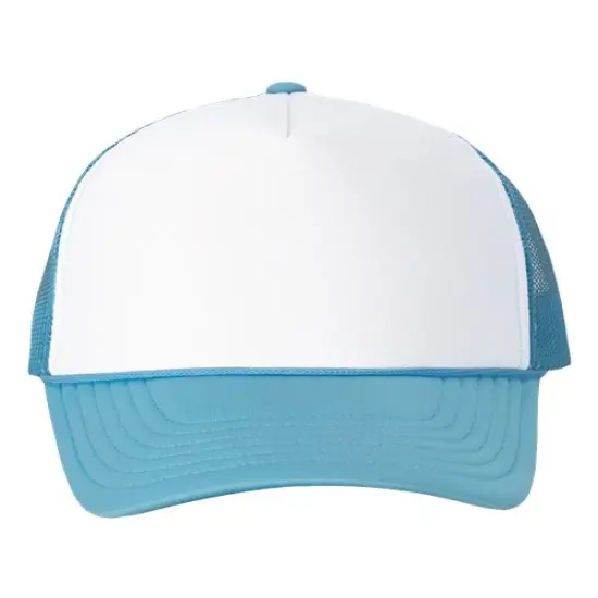 Valucap&reg; Foam Mesh Back Trucker Cap White/ Baby Blue {1}