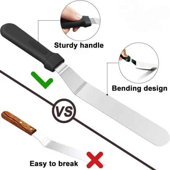 6" Small Angled Icing Spatula, Professional Food Grade Stainless Steel Cake Spatula with Sturdy & Durable Handle, Ideal for Frosting & Decorating Cakes, Baking {2}