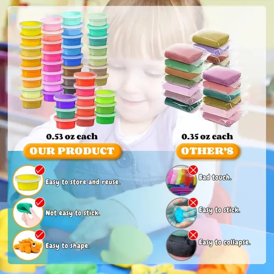 Air Dry Clay 42 Colors, Modeling Clay for Kids, DIY Molding Magic Clay for with Tools, Toys Gifts for Age 3 4 5 6 7 8+ Years Old Boys Girls Kids {3}