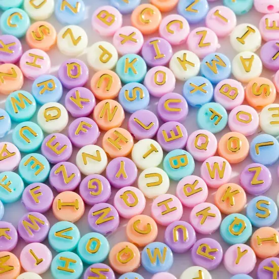 Mix Candy Color Acrylic Raised Round Large Hole Letter Alphabet Beads Flat Disc Coin for DIY Friendship Bracelet Necklace Jewelry Making Supplies Kit Bulk {3}