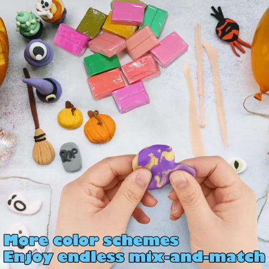 100PCS Polymer Clay Value Pack 82 Colors in Bulk Small Blocks Starter Kit with Tools, Individually Wrapped Oven Modeling Clay, Molding DIY Clay, Baking Clay for Sculpting for Kids Beginner {3}