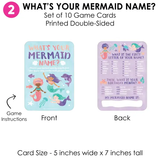 Big Dot of Happiness Mermaid Party Games Bundle Pack, Birthday Party Activities & Games for Girls, Mermaid Coloring Activity, 4 Games for 10 Guests {6}