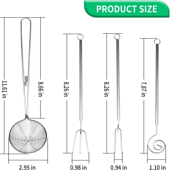 4 Pcs Candy Dipping Tools Kit, Chocolate Dipping Kit for Handmade Chocolates Handmade tools for Dessert (3-head Fork, 2-head Fork, Circle Fork, Skimmer) {2}