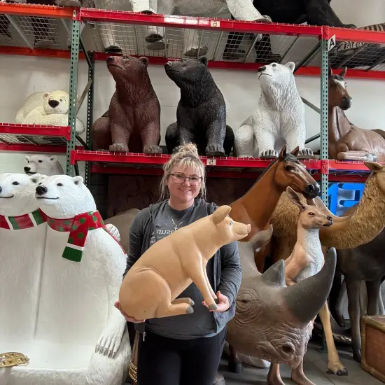 Baby Pig Sitting Life Size Statue {3}