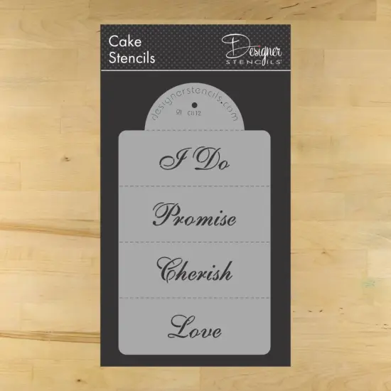 Love, Cherish, Promise and I Do Lettering Cake Stencil Side | C812 by Designer Stencils | Cake Decorating Tools | {1}