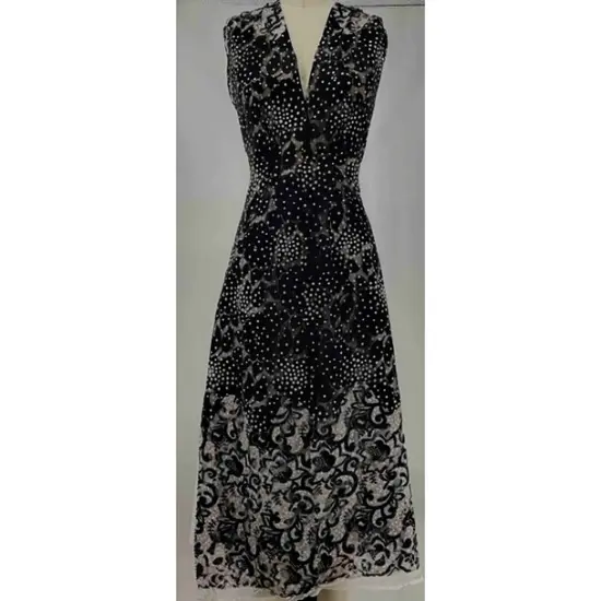 1 Yard Black & White Double Border Lace Fabric, 56/58" Wide, Elegant Apparel Textile {2}