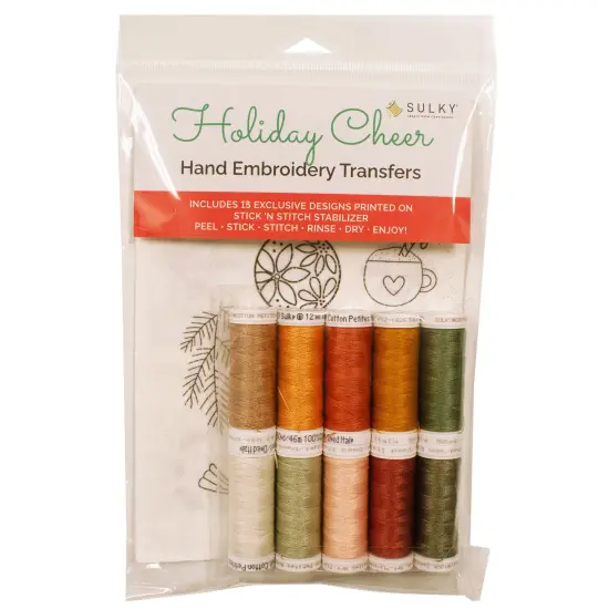 Sulky Stick 'n Stitch Water-Soluble Embroidery Transfers-Holiday Cheer W/Thread {1}