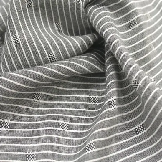 1 Yard Rayon Dobby Pin Stripe Fabric Gray & Ivory Lightweight Apparel Material 57/58" Wide {1}