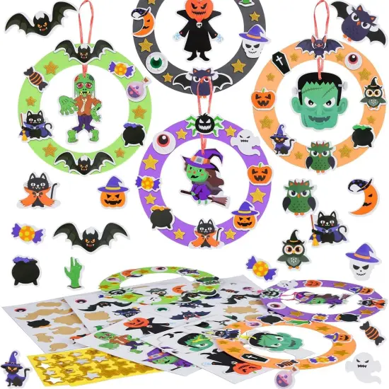8 Pack Halloween Wreath Craft Kit for Kids Make You Own Halloween {1}