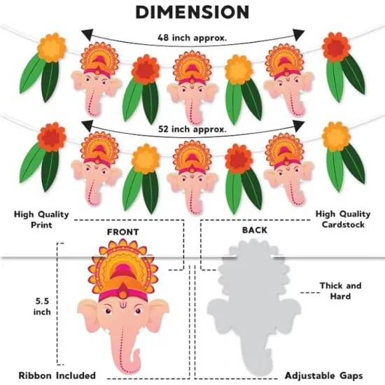 Ganesh Chathurti Banners Indian Festival Ganpati Bappa Morya Bunting Diy Home Temple Indoor Outdoor Decoration Bollywood Party Supplies Ganesha Puja Decor Ideas {3}