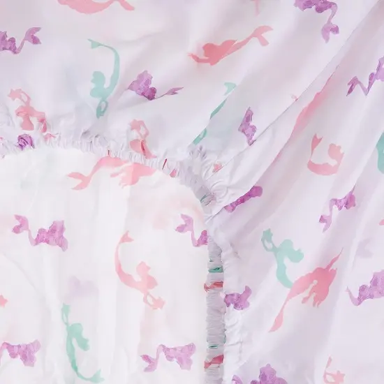 Kids Rule 3-Piece Multicolored Mermaid Sheet Set for Kids & Girls - 1 Twin Flat Sheet, 1 Twin Fitted Sheet & 1 Queen Pillowcase, Soft Brushed Microfiber Polyester Bed Sheet, Smooth & Durable {5}