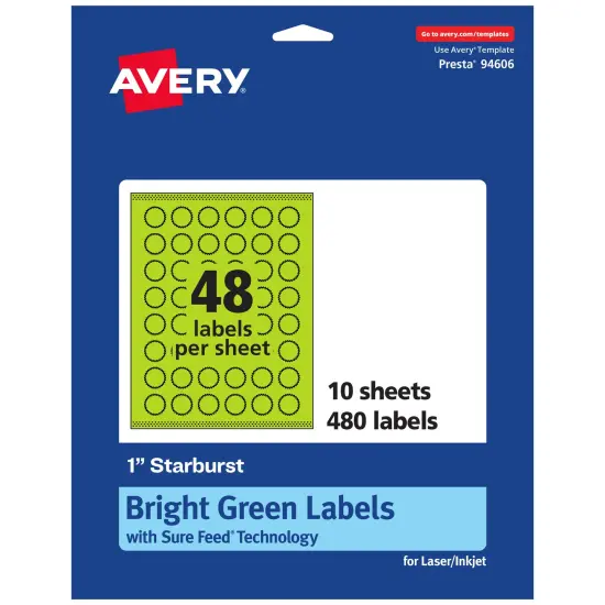 Avery Bright Green Paper Labels, 1" Starburst {7}