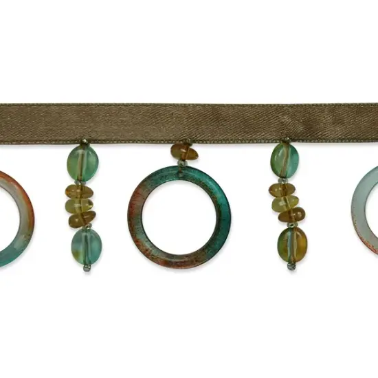 5 yards of Bauble & Ring Beaded Fringe Trim | 5 yard cut Brown {1}