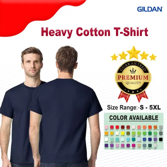 Gildan&reg; Heavy Cotton Short Sleeve T Shirt, Classic Crewneck Tee for Everyday Comfort and Style Navy {3}
