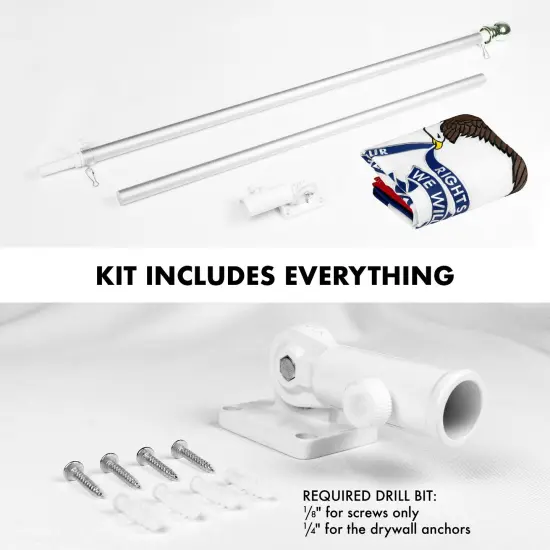 G128 - 6 Feet Tangle Free Spinning Flagpole (Silver) Iowa Double Sided Brass Grommets Embroidered 3x5 ft (Flag Included) Aluminum Flag Pole {2}