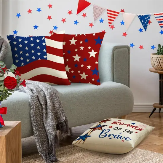 Set of 4 Throw Pillow Covers for 4th of July Decorations {5}