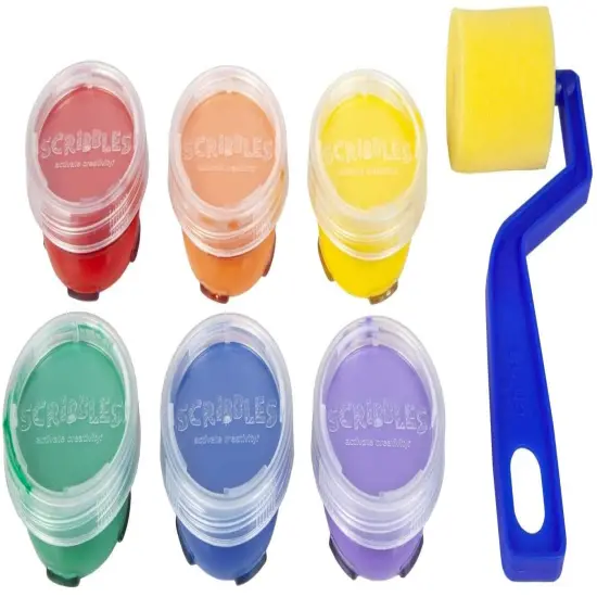 Scribbles Fabric Finger Paint & Roller Kit-Rainbow {3}