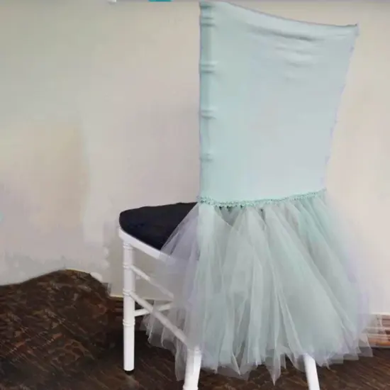 1 Piece Silver Ballerina Spandex Chiavari Chair Cover Sleek Stretch Fit with Flowing Skirt {3}