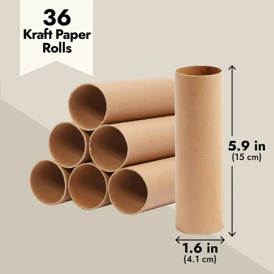 36 Brown Empty Paper Towel Rolls, Cardboard Tubes for Crafts, DIY Classroom Projects (1.6 x 5.9 In) {5}