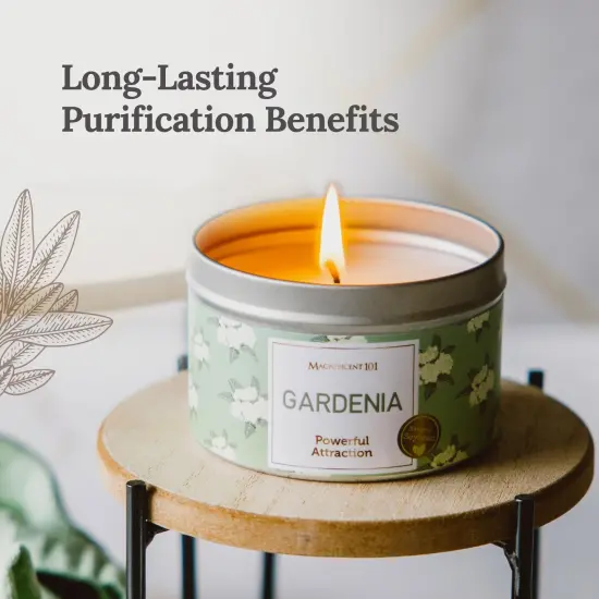 Magnificent 101 Long Lasting Flower Tin Candles with Gardenia Scented | 6 Oz - 35 Hour Burn | Made of Natural Soy Wax for Manifestation, Purification, Chakra Healing & House Energy Cleansing Multicolor {2}