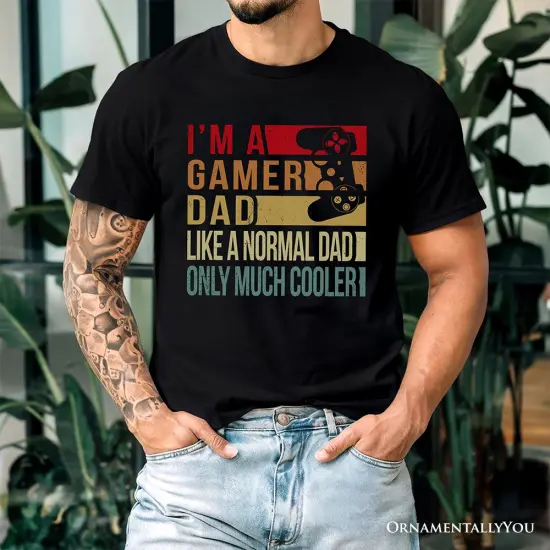 Gamer Dad Controller T-Shirt, Black Funny Tee for Cool Fathers {5}