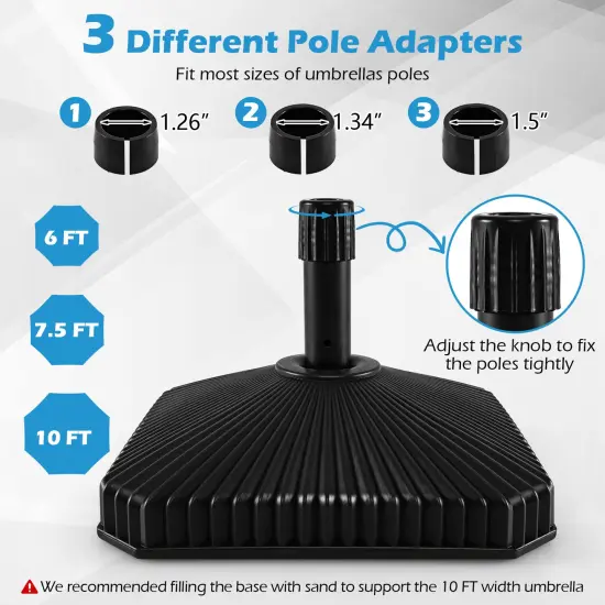 Black Fillable Umbrella Base with Adjustable Pole Holder for 6&ndash;10 ft Umbrellas {3}