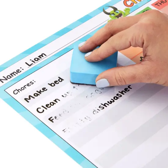Juvale 6 Pack Dry Erase Chore Chart for Kids Ages 3-14, Reusable Behavior Reward Board with Stick-On Backing for Classroom, Monster Designs (14.5 x 11 In) {7}