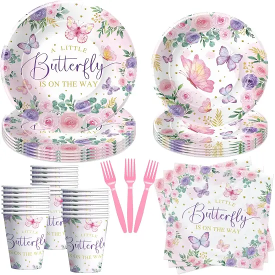 Butterfly Baby Girl Decorations Tableware {1}