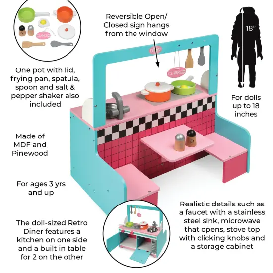 Badger Basket Retro Diner and Kitchen Doll Playset with Accessories {3}