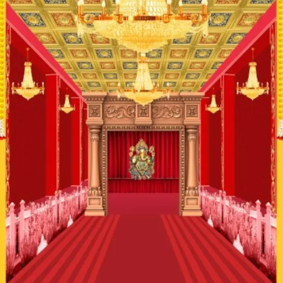 Ganesha Backdrop Indian Traditional Cloth 5x8 Feet Backdrop Pooja Banner Indian Wall Art Photo Decor Banner Diwali Decor Wedding Backdrop Decorative Pooja Cloth {2}