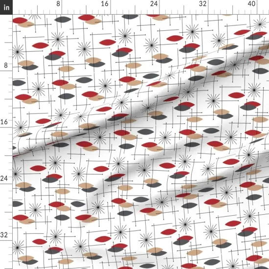 Various Fabrics by the Yard or Fat Quarter Orbs Large Atomic Modern Red Beige Gray Space Age Abstract Custom Printed Fabric by Spoonflower {1}