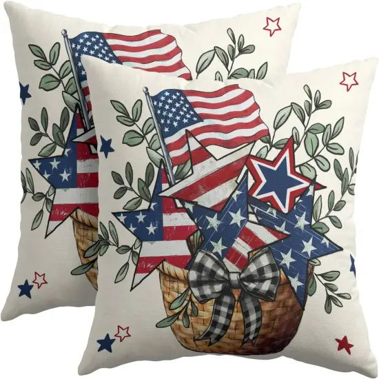4th of July Pillow Covers 18x18 Inch Set of 2 {1}