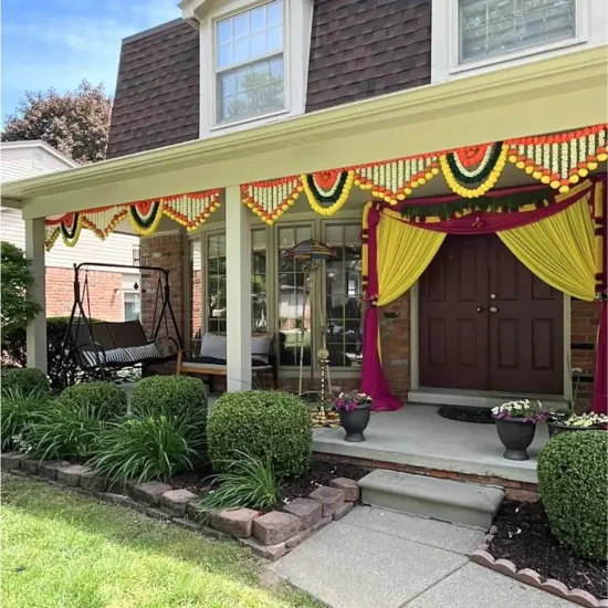 9.6 Feet Jumbo Marigold Jasmine Door Toran Hanging Valance Marygold Festival Garland Puja Diwali Decoration Day of the Dead Dia De Los Muertos Ofrenda Mexican Fiesta Halloween Decor {3}