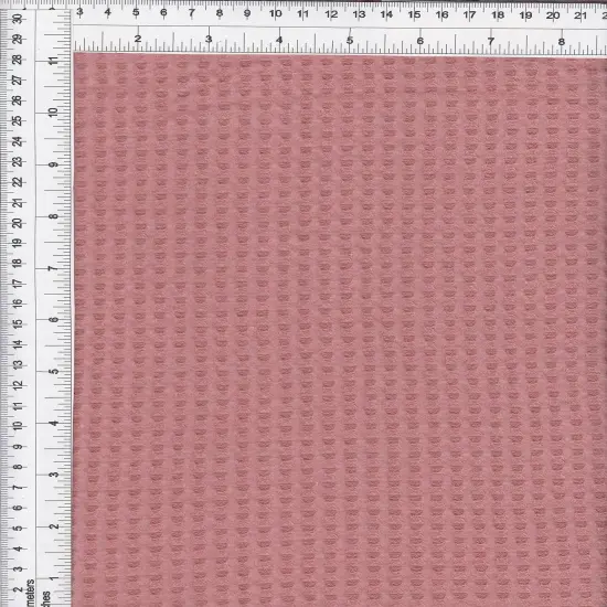 1 Yard Waffle Brushed Solid Fabric, 58/60&Prime; Wide Polyester Rayon Spandex Blend Rose {1}