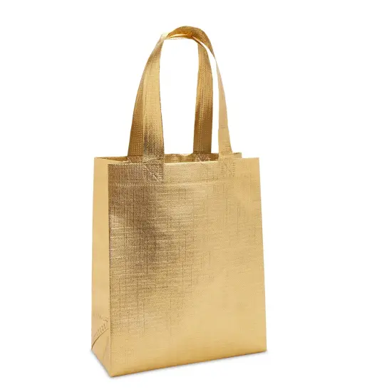 Non Woven Reusable Tote Bags, Metallic Gold Gift Bags with Handles (10x8 In, 20 Pack) {5}