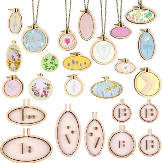 8PCS Small Ring Embroidery Hoop Wooden Mini Cross Stitch {1}