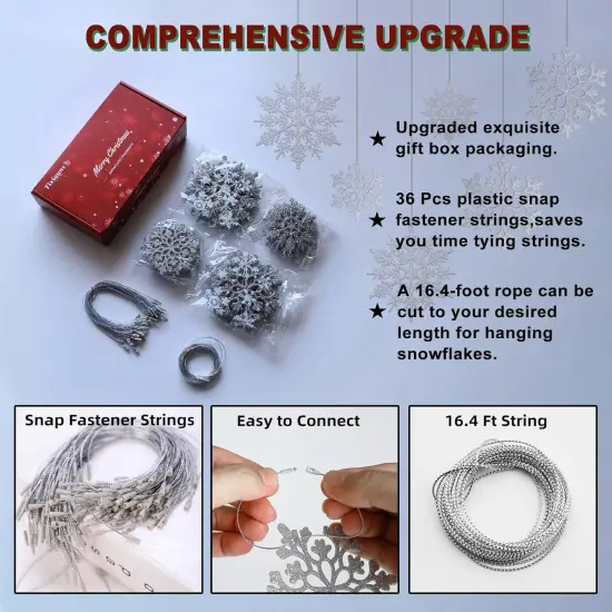 36pcs Christmas Silver Snowflake Ornaments {2}