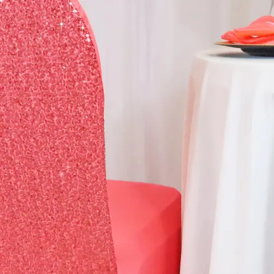 1 Piece Coral Sequin Spandex Chair Cover Stretch Fit for Banquet Seating {4}