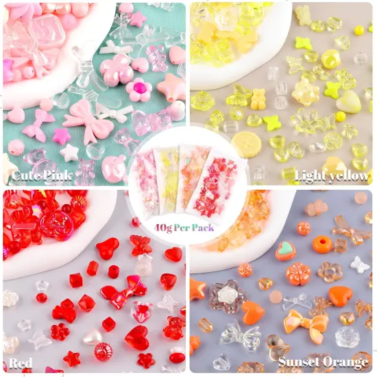 TINKRSTUFF Assorted 180-240PCS Acrylic Beads For Bracelet Making, Flower Bow Butterfly Candy Gummy Bear Kawaii Aesthetic Bracelet Charms,Cute Beads For Jewelry Making DIY Necklace Keychain Phone Charm {5}