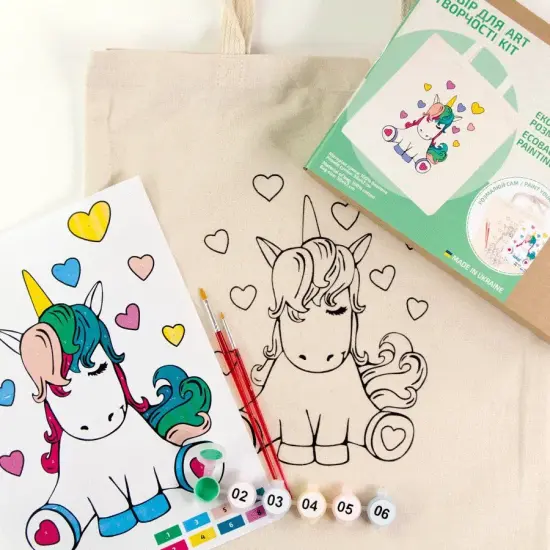 Rosa Talent Unicorn - Shopper Coloring Kit. Ecobag Painting Kit, Cotton 0.03 lb/in2, 14.96*16.54 inches. {4}