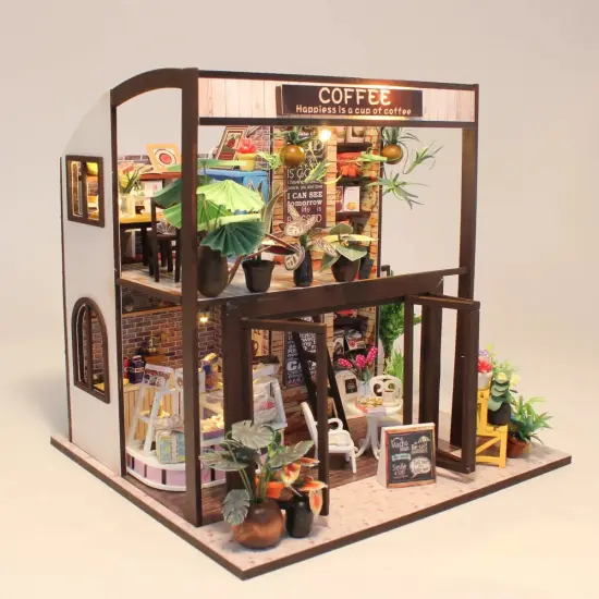 Miniature Wizardi Roombox Kit - Coffee House Dollhouse Kit {2}