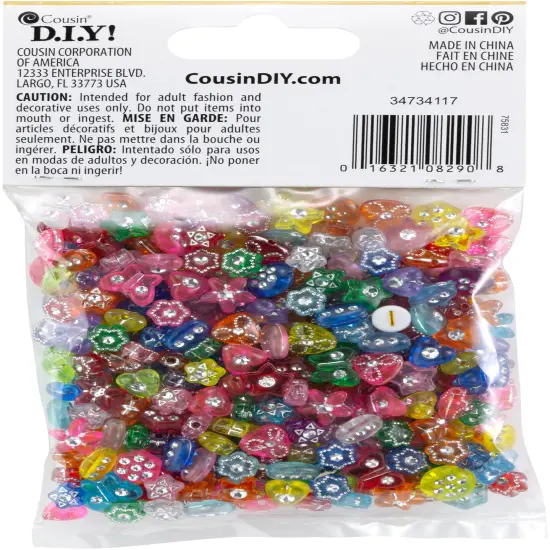 CousinDIY Fun Pack Acrylic Shaped Beads 1.8oz-Assorted W/Rhinestones {2}