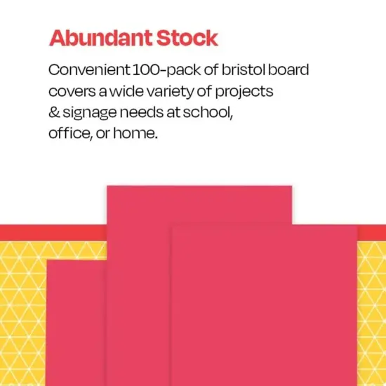 School Smart Folding Bristol Board, 12 x 18 Inches, Red, Pack of 100 {6}
