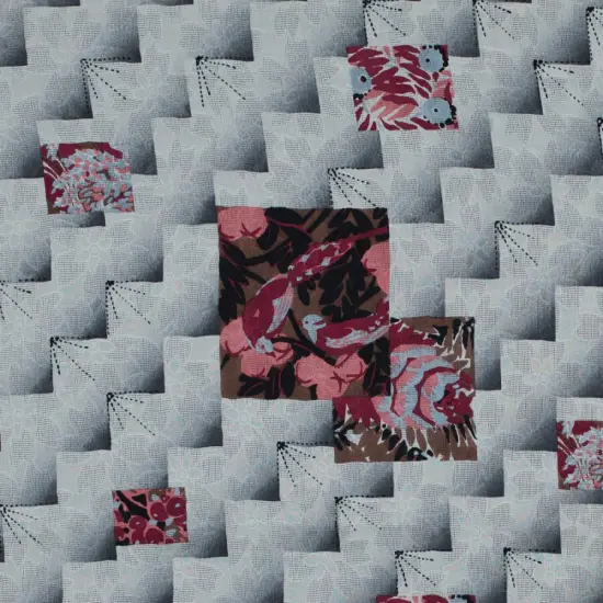 1 Yard Cloud Cream Castle Rock Printed Silk Woven 45 inch Width {3}