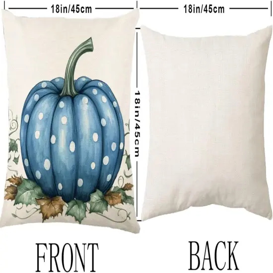 Set of 2 Pumpkin and Maple Leaf Fall Decor Throw Pillow Covers 18x18 Inch {2}